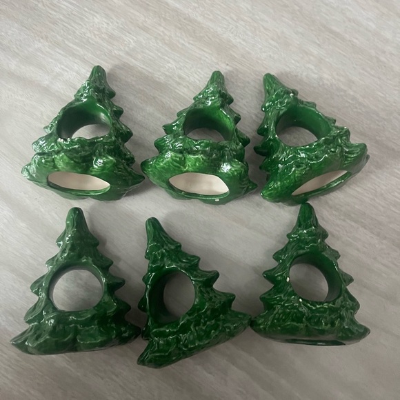 Vintage ceramic Christmas tree napkin ring holders 6 - Picture 6 of 6